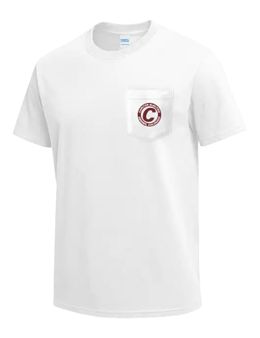 White Heavyweight 6.1 oz Pocket T-Shirt w/Carlton Electric Logo