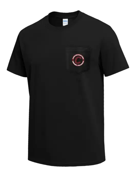 Black Heavyweight 6.1 oz Pocket T-Shirt w/Carlton Electric Logo