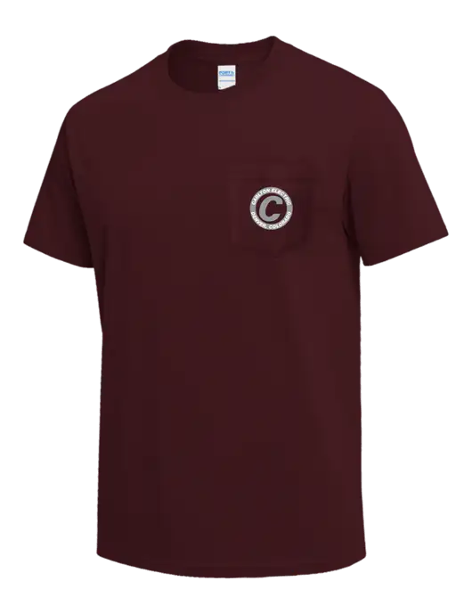 Maroon Heavyweight 6.1 oz Pocket T-Shirt w/Carlton Electric Logo