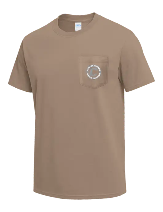 Dark Tan Heavyweight 6.1 oz Pocket T-Shirt w/Carlton Electric Logo