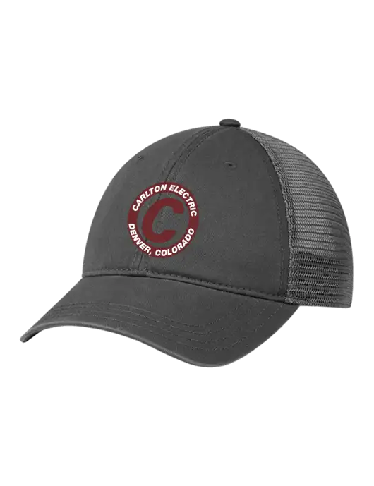 Richardson 111 Garment Washed Trucker Cap Charcoal w/Charcoal Mesh w/Carlton Electric Logo