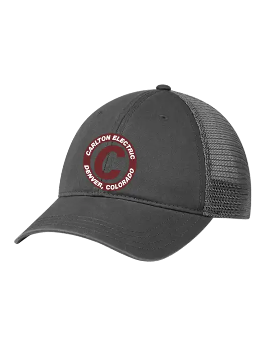 Richardson 111 Garment Washed Trucker Cap Charcoal w/Charcoal Mesh w/Carlton Electric Logo