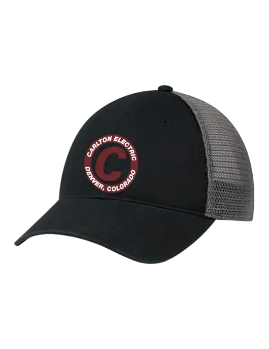 Richardson 111 Garment Washed Trucker Cap Black w/Charcoal Mesh w/Carlton Electric Logo