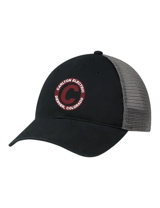 Richardson 111 Garment Washed Trucker Cap Black w/Charcoal Mesh w/Carlton Electric Logo
