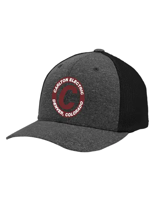 Flexfit Black/Dark Charcoal Heather Melange Mesh Back Trucker Cap w/Carlton Electric Logo