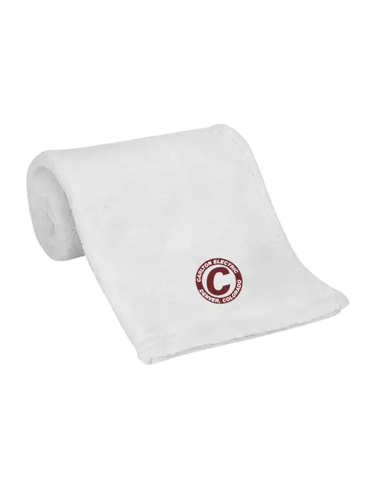 White Alpine Fleece Mink Touch Luxury Baby Blanket  w/Carlton Electric Logo