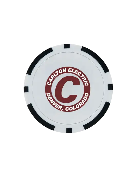 Black Poker Chip Ball Marker w/Carlton Electric Logo