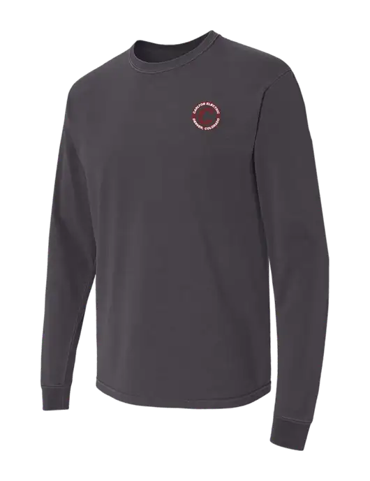 Comfort Colors Garment-Dyed Dark Grey Heavyweight Long Sleeve T-Shirt w/Carlton Electric Logo
