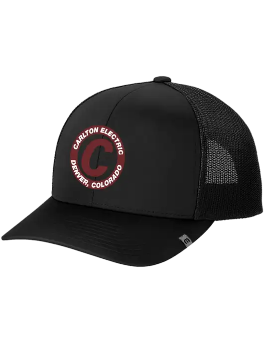 TravisMathew Black Cruz Trucker Cap w/Carlton Electric Logo