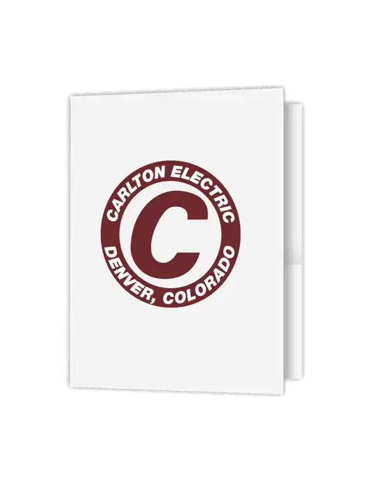 White Presentation Folder with Dual Pockets w/Carlton Electric Logo