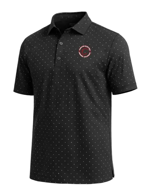 Callaway Micro Chev Black Print Polo w/Carlton Electric Logo