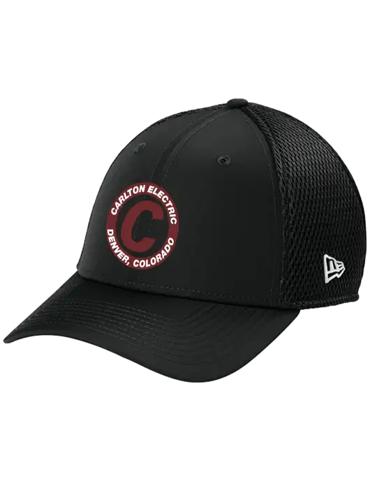 New Era 39THIRTY Performance Stretch Black Mesh Cap w/Carlton Electric Logo
