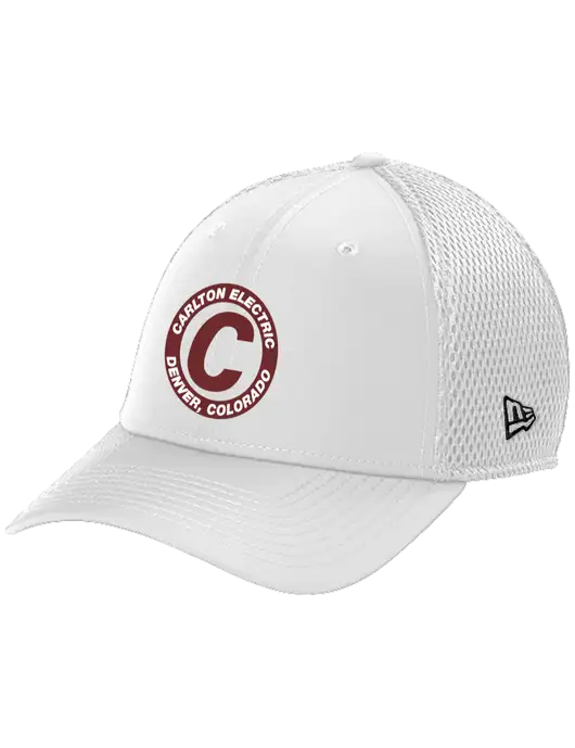 New Era 39THIRTY Performance Stretch White Mesh Cap w/Carlton Electric Logo