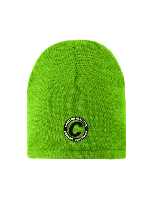 Safety Green Fleece-Lined Beanie Cap w/Carlton Electric Logo