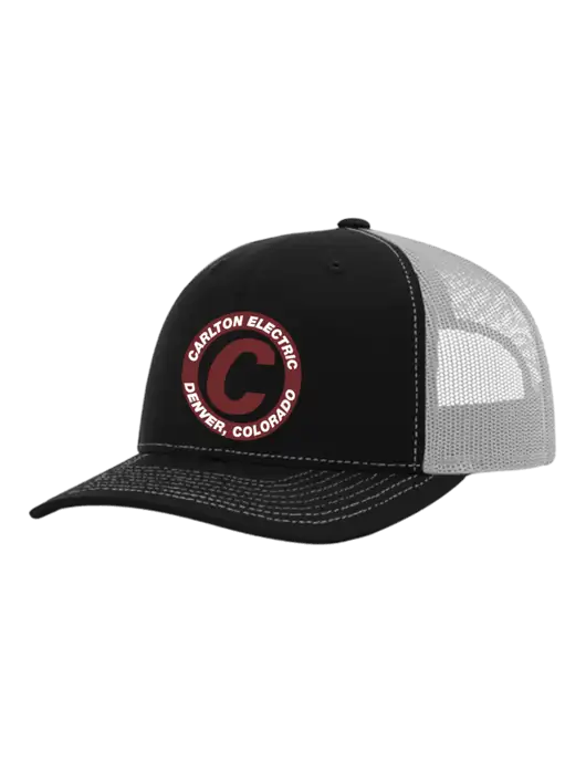 Richardson Adjustable Snapback Original 112 Trucker Cap Black w/White Mesh w/Carlton Electric Logo