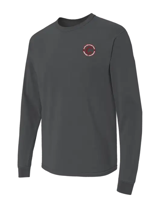 Comfort Colors Garment-Dyed Dark Grey Heather Heavyweight Long Sleeve T-Shirt w/Carlton Electric Logo