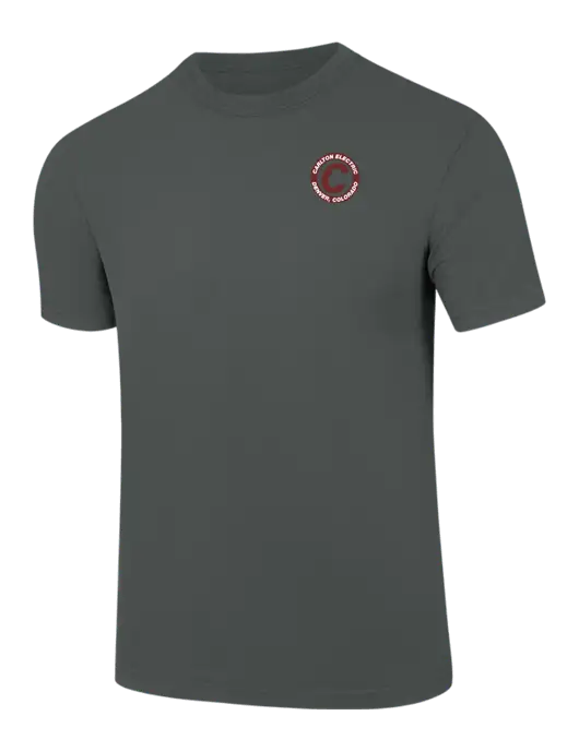 Comfort Colors 6.1 oz Dark Grey Heather Heavyweight Ring Spun T-Shirt w/Carlton Electric Logo
