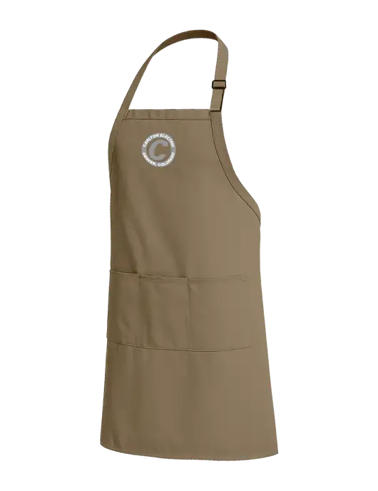 Easy Care Extra Long Bib Dark Tan Apron with Stain Release w/Carlton Electric Logo
