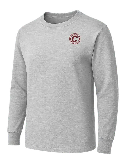 Light Grey Heather Heavyweight Long Sleeve 6.1 oz T-Shirt w/Carlton Electric Logo