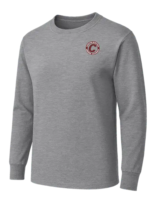 Medium Grey Heather Heavyweight Long Sleeve 6.1 oz T-Shirt w/Carlton Electric Logo