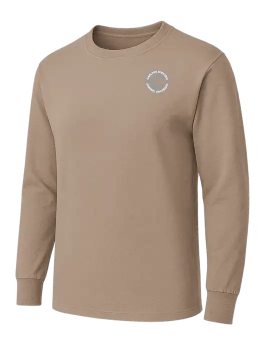 Dark Tan Heavyweight Long Sleeve 6.1 oz T-Shirt w/Carlton Electric Logo
