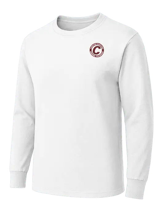 White Heavyweight Long Sleeve 6.1 oz T-Shirt w/Carlton Electric Logo