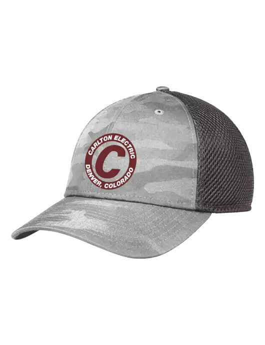 New Era Tonal Light Grey Camo Stretch Tech Mesh Cap w/Carlton Electric Logo