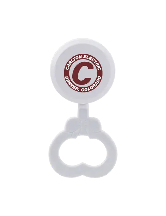 White Baby Rattle w/Carlton Electric Logo