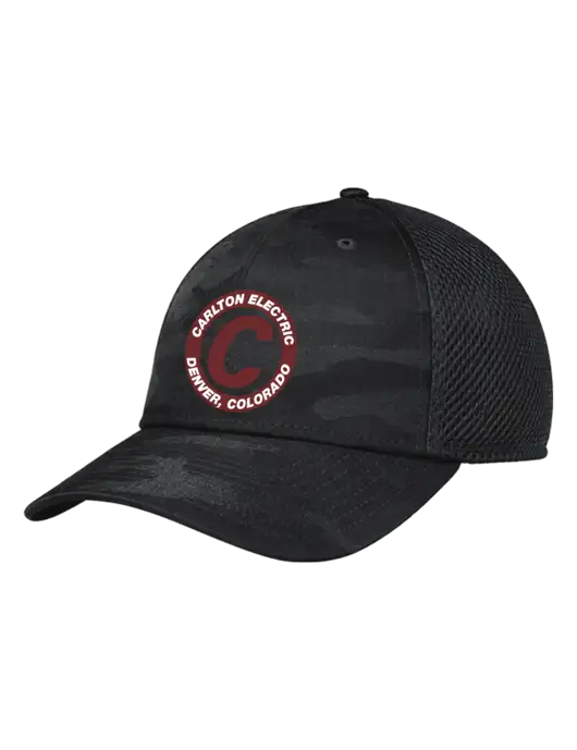 New Era Tonal Dark Grey Camo Stretch Tech Mesh Cap w/Carlton Electric Logo