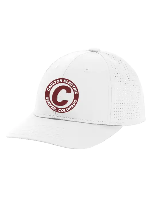 Pro-Cut Structured Snapback with Pinhole Mesh White Cap w/Carlton Electric Logo