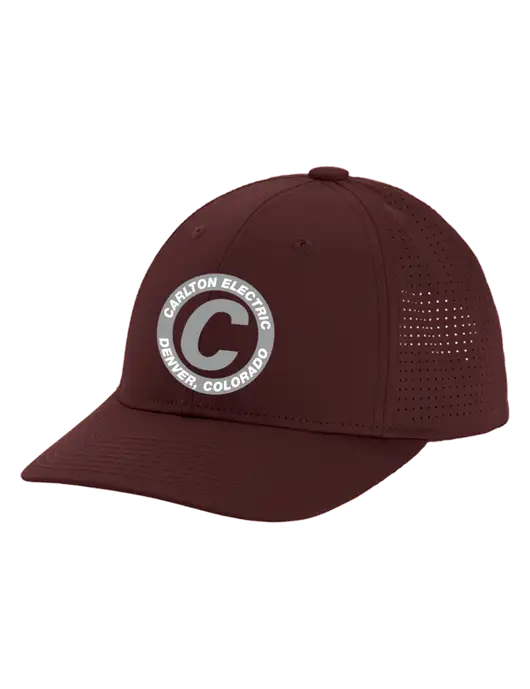 Pro-Cut Structured Snapback with Pinhole Mesh Maroon Cap w/Carlton Electric Logo