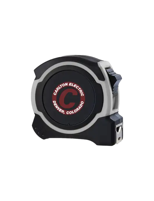Light Grey and Black Pro Tape Measure, 25'
 w/Carlton Electric Logo