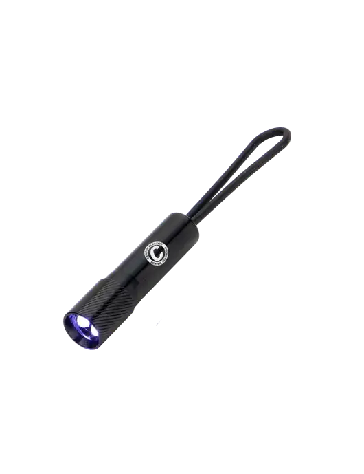 Mini Black LED Flashlight with Silicone Loop w/Carlton Electric Logo