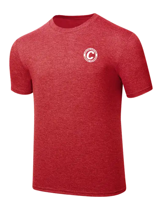 Simply Soft Red Frost 4.5oz  Poly/Combed Ring Spun Cotton T-Shirt w/Carlton Electric Logo