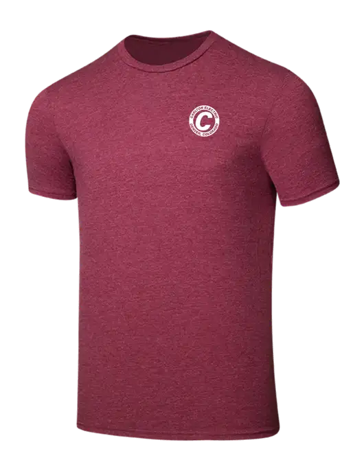 Seriously Soft Heathered Cardinal T-Shirt w/Carlton Electric Logo