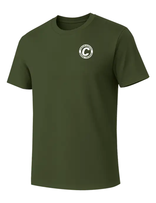 Allmade Dark Olive Green Organic Cotton Tee w/Carlton Electric Logo