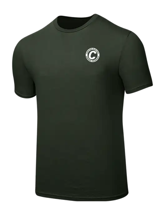Seriously Soft Dark Olive T-Shirt w/Carlton Electric Logo