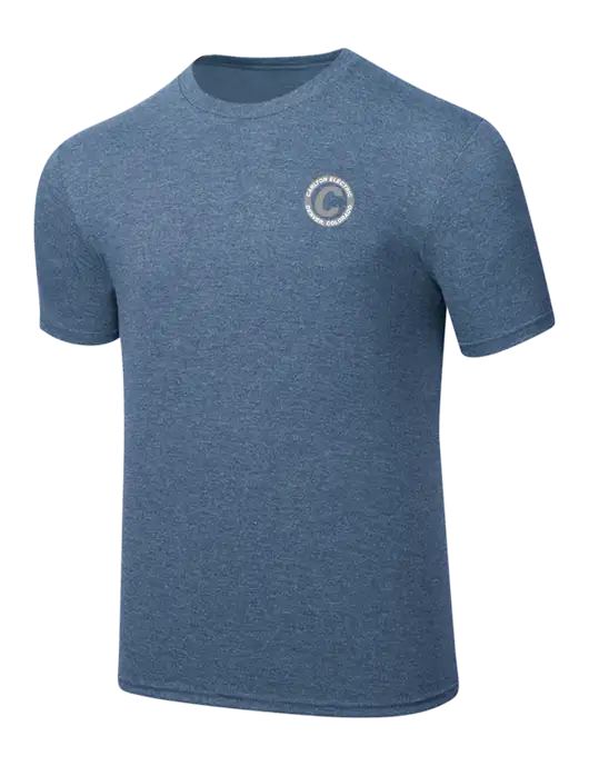 Simply Soft Light Slate Blue Heathered 4.5oz  Poly/Combed Ring Spun Cotton T-Shirt w/Carlton Electric Logo