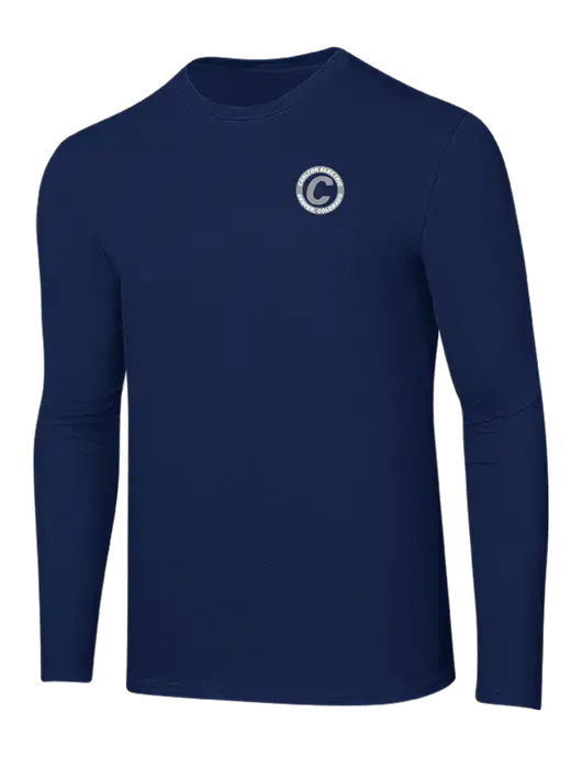 Ring Spun Navy 4.5 oz Long Sleeve T-Shirt w/Carlton Electric Logo