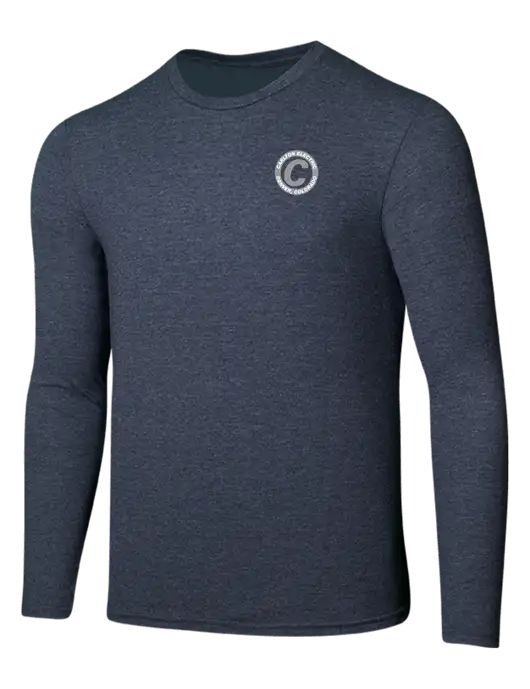 Seriously Soft Heathered Navy Long Sleeve T-Shirt w/Carlton Electric Logo