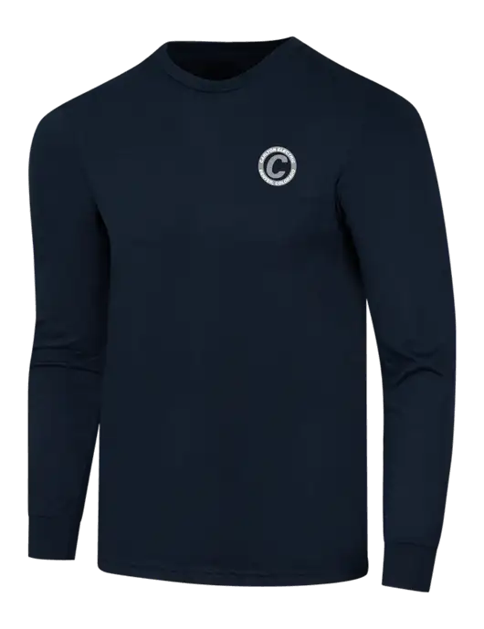 Simply Soft Long Sleeve Navy 4.5 oz, Poly/Combed Ring Spun Cotton T-Shirt w/Carlton Electric Logo