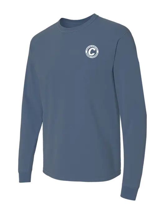 Comfort Colors Garment-Dyed Blue Slate Heavyweight Long Sleeve T-Shirt w/Carlton Electric Logo