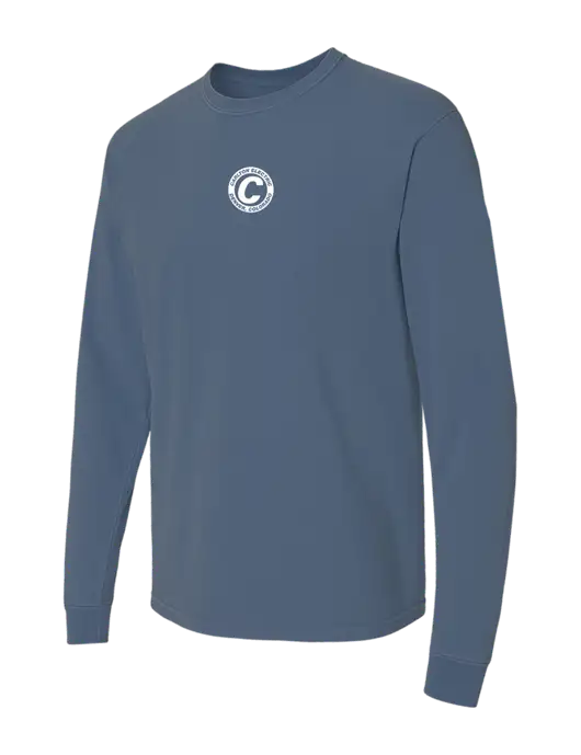 Comfort Colors Garment-Dyed Blue Slate Heavyweight Long Sleeve T-Shirt w/Carlton Electric Logo