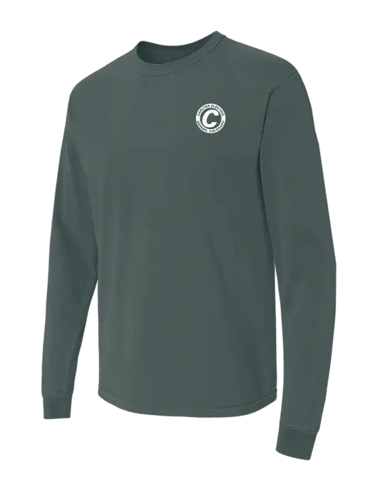Comfort Colors Garment-Dyed Dark Green Heather Heavyweight Long Sleeve T-Shirt w/Carlton Electric Logo
