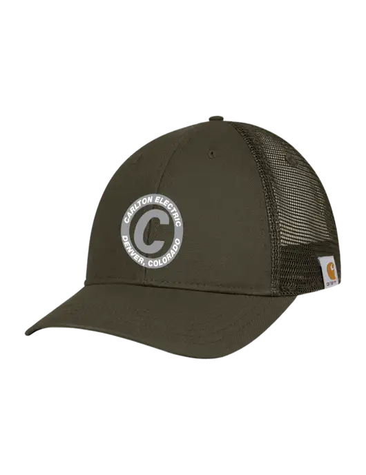 Carhartt Dark Olive Canvas Trucker Cap w/Carlton Electric Logo