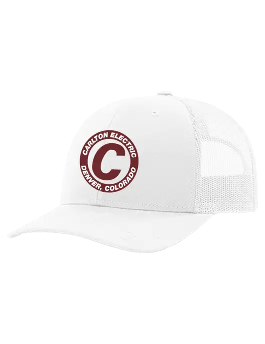 Richardson 112+ R-Flex White Trucker Cap w/White Mesh w/Carlton Electric Logo