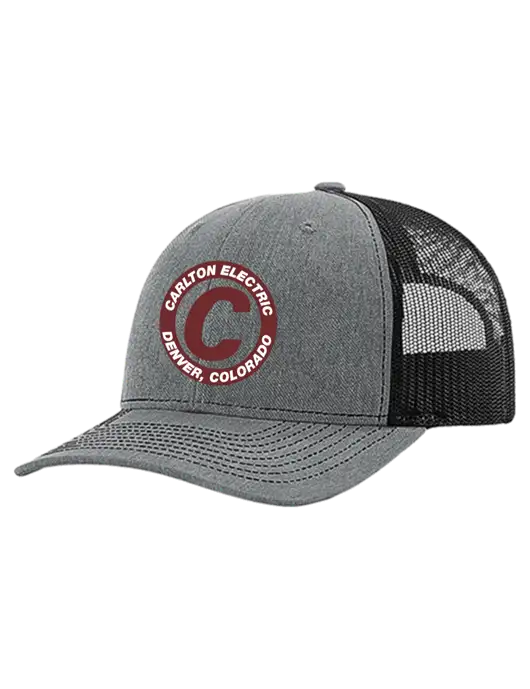 Richardson 112+ R-Flex Medium Grey Heather Trucker Cap w/Black Mesh w/Carlton Electric Logo