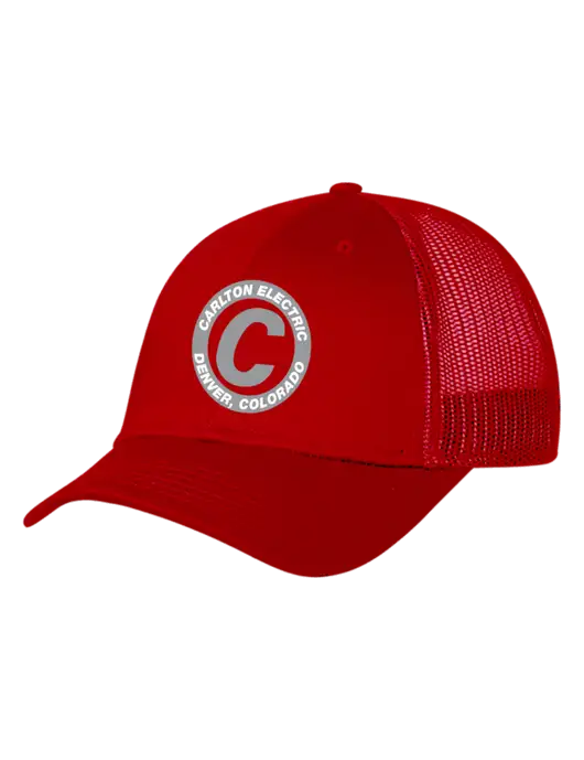 Red Mesh Trucker Cap Snap Back w/Carlton Electric Logo