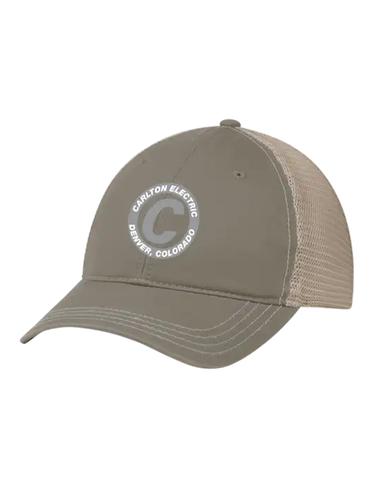 Richardson 111 Garment Washed Trucker Cap Medium Taupe w/Tan Mesh w/Carlton Electric Logo