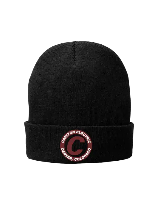 Black Fleece-Lined Knit Cap w/Carlton Electric Logo